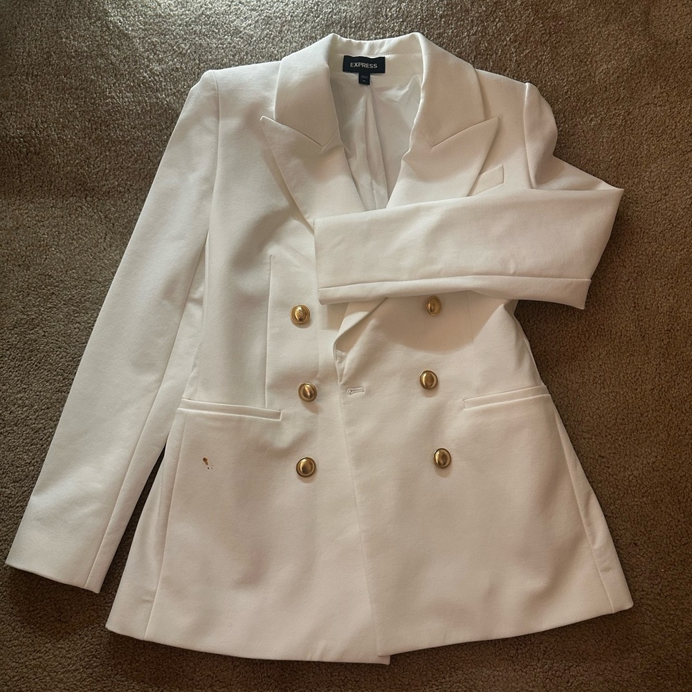 Express Women's Ivory Blazer with Gold Buttons